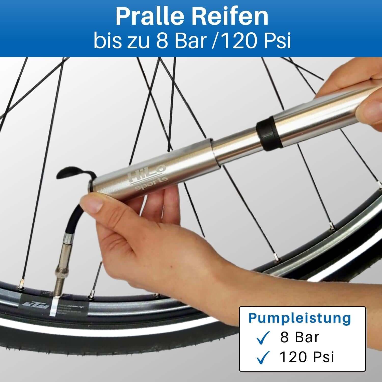 Fahrrad Minipumpe mit Schlauch, Comfort - Image 3