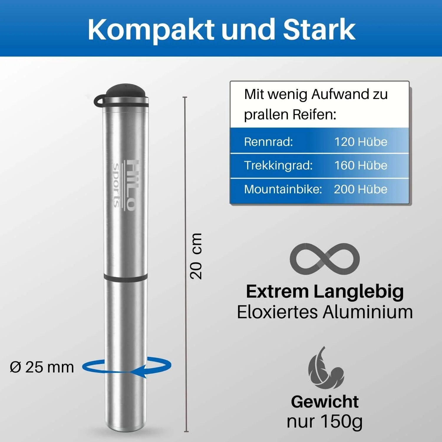 Fahrrad Minipumpe mit Schlauch, Comfort - Image 5
