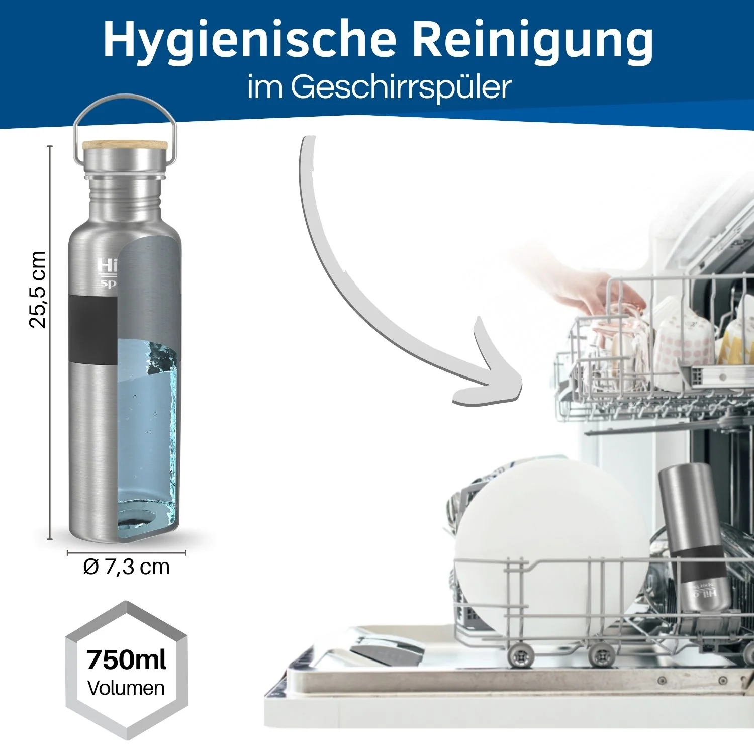 Fahrrad Trinkflasche Edelstahl, 750ml - Image 7