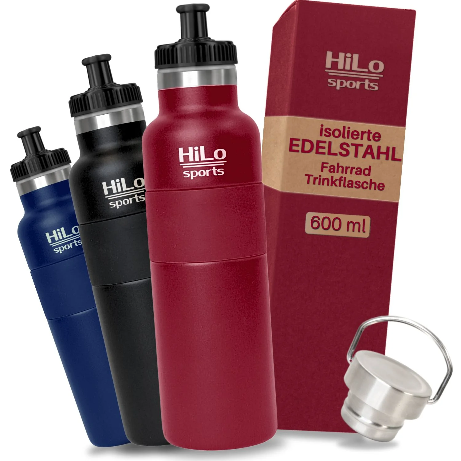 Isolierte Fahrrad Trinkflasche Edelstahl, beschichtet, 600ml - Image 9